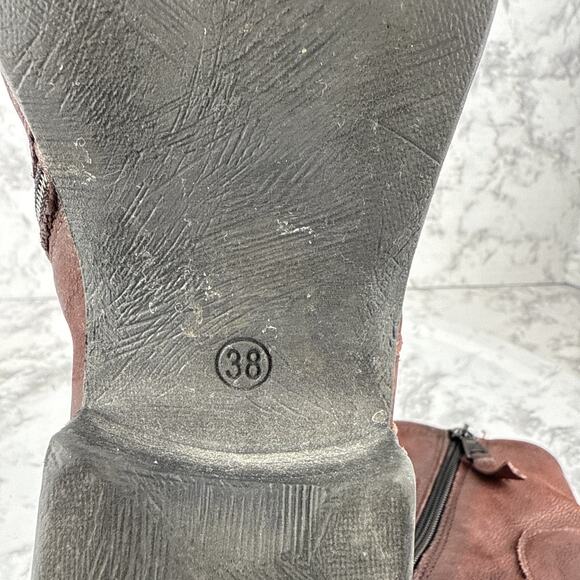 Miz Mooz Womens Siggy Bucket Ankle Boots Size 38/8 Merlot Brown Leather Side Zip - Picture 8 of 10